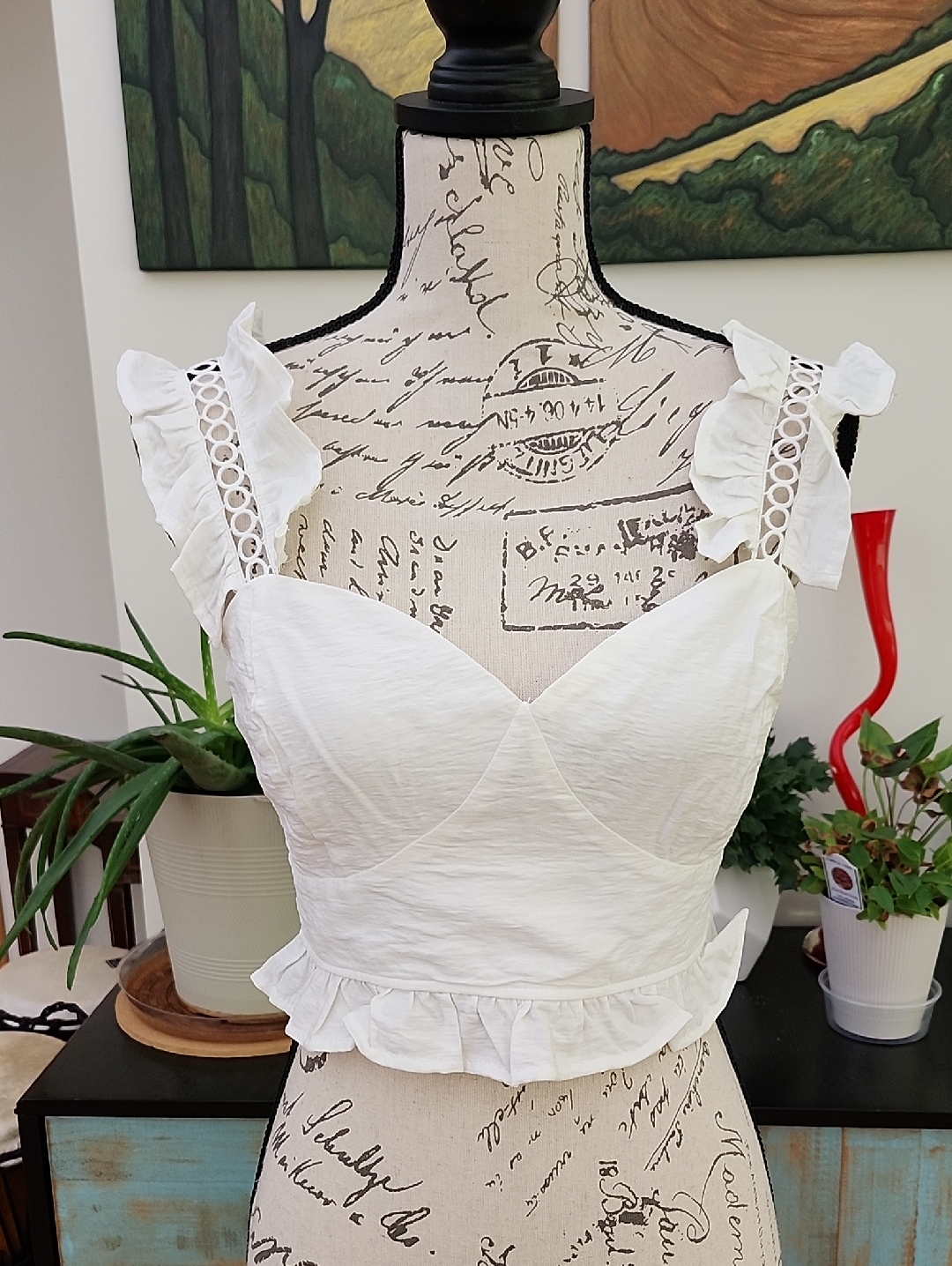 Fab'rik Alix Ruffled Detail Cropped Top - New